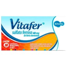 Vitafer Sulfato Feroso 109mg 40mg Ferro 50 Caps EMS Anemia e Deficiencia de Ferro