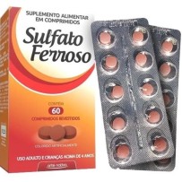 Sulfato Ferroso 125mg  60 Caps Anemia e Deficiencia de Ferro NtV