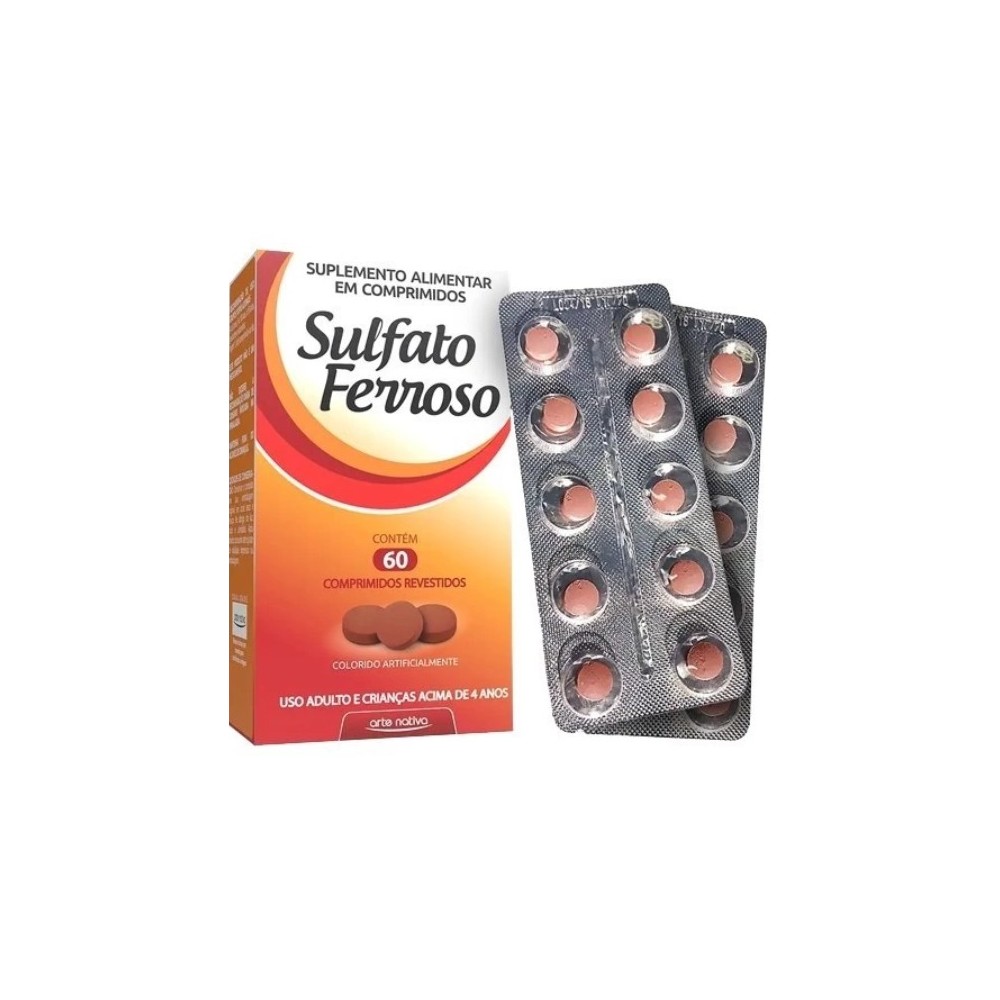 Sulfato Ferroso 125mg  60 Caps Anemia e Deficiencia de Ferro NtV