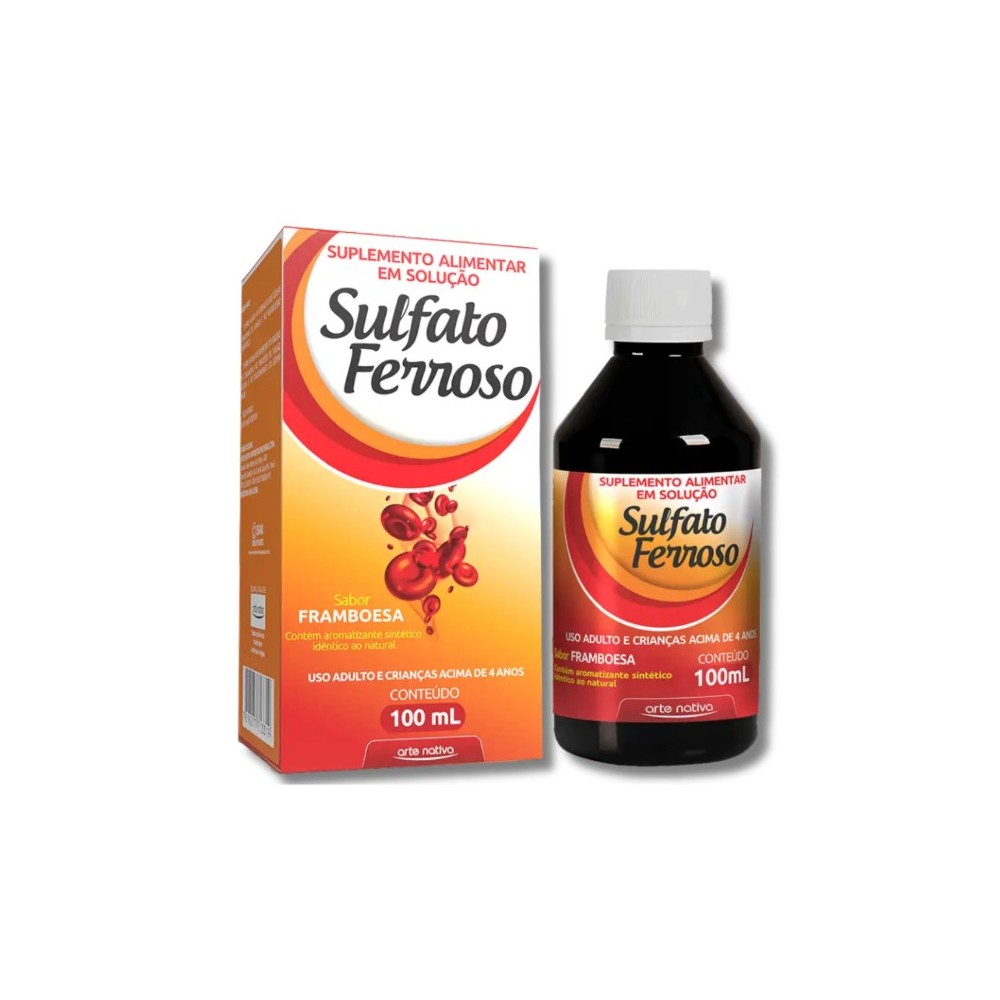 Sulfato Ferroso em Gotas Anemia e Deficiencia de Ferro NtV 20mg 100ml Sabor Framboesa
