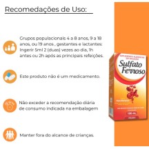 Sulfato Ferroso em Gotas Anemia e Deficiencia de Ferro NtV 20mg 100ml Sabor Framboesa