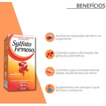 Sulfato Ferroso em Gotas Anemia e Deficiencia de Ferro NtV 125mg 30ml Sabor Framboesa