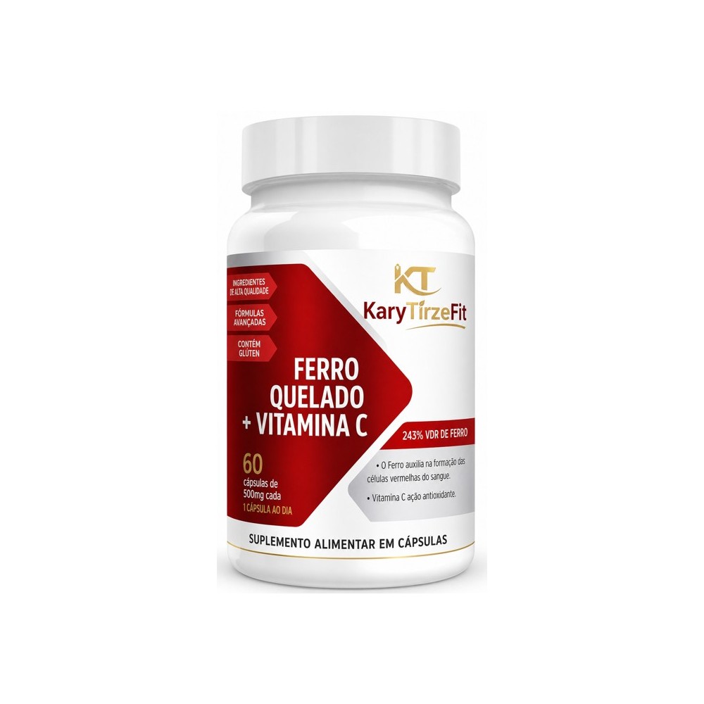 Ferro Quelato 34mg c/ Vitamina C Trata Anemia e Deficiencia de Ferro 60 caps Premier