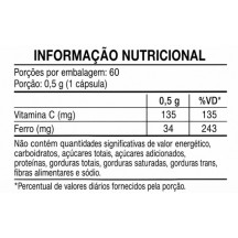 Ferro Quelato 34mg c/ Vitamina C Trata Anemia e Deficiencia de Ferro 60 caps Premier