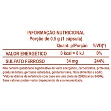 Sulfato Ferroso 34mg  60 Caps Anemia e Deficiencia de Ferro Natur
