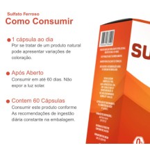 Sulfato Ferroso 34mg  60 Caps Anemia e Deficiencia de Ferro Natur
