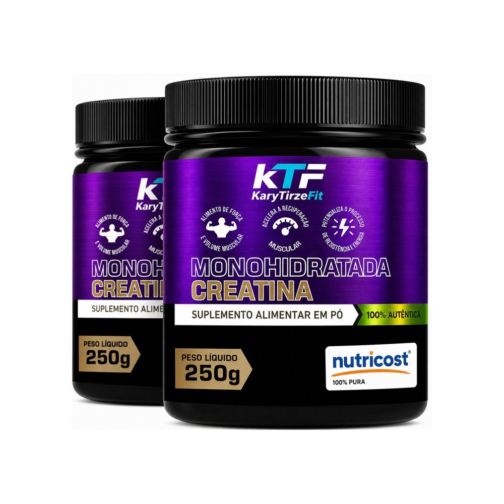 Combo 2x Creatina Premium Pura Importada Monohidratada Performance e Resistencia 250g com selo Nutricost