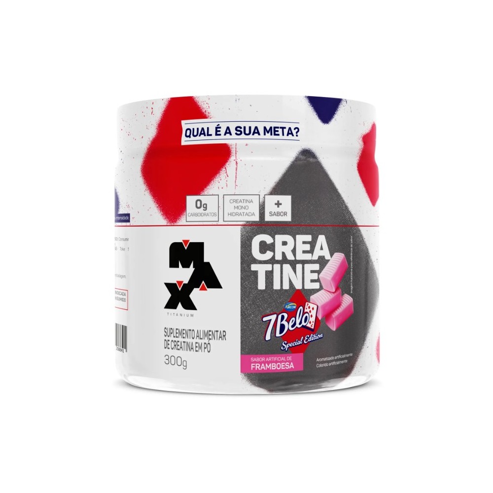 Creatina Premium Pura Monohidratada 300g Max Sabor Framboesa