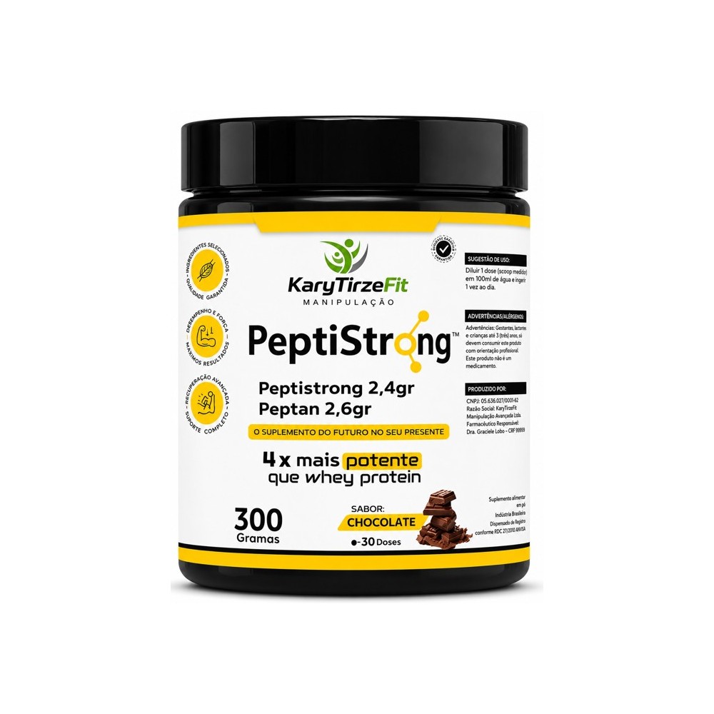 Peptistrong Peptideo Puro Liofilizado Bioativo Massa Muscular e Emagrecimento 300g Chocolate