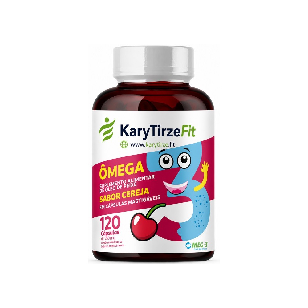 Omega 3 Tripla Fonte EPA DHA Reduzir Triglicerídeos 120 Capsulas Mastigavel Cereja