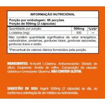NAC N-Acetilcisteína Performance Esportiva 500mg Anti-Oxidante Anti-Radicais Livres 120 Caps