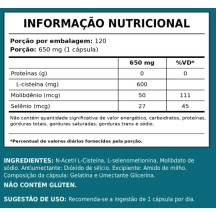 NAC N-Acetilcisteína Performance Esportiva 600mg Anti-Oxidante Anti-Radicais Livres 120 Caps