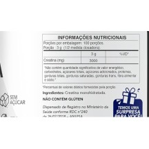 Creatina Premium Pura Monohidratada Aumento e Ganho de Força 300g com Laudo