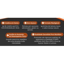 Creatina Premium em Goma Pura Importada Aumento e Ganho de Força 60 Sabor Laranja