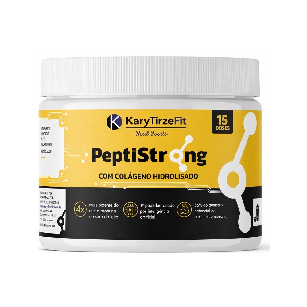 Peptistrong Puro Liofilizado Bioativo Massa Muscular e Emagrecimento com Colageno Peptan 15 Doses