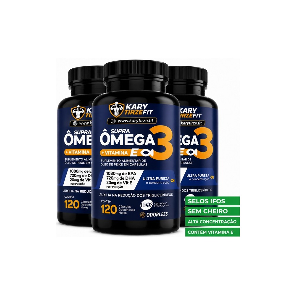 Combo 3x Omega 3 Tripla Fonte Reduzir Triglicerídeos 1020 EPA 780 DHA 120 Capsulas