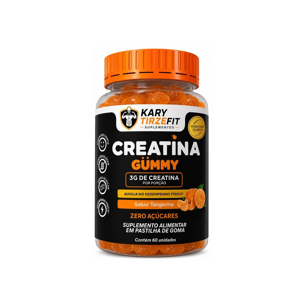 Creatina Premium Pura Monohidratada Aumento e Ganho de Força em Gomas - Tangerina