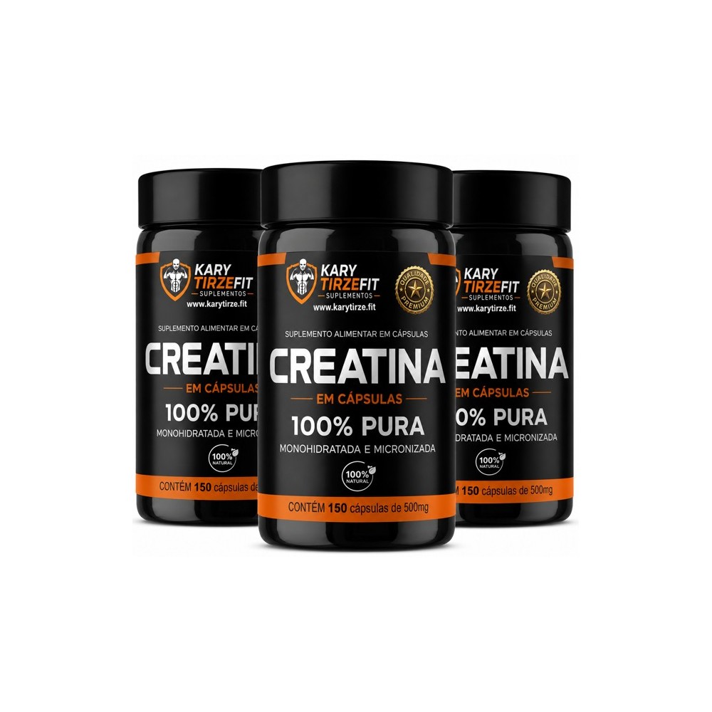Creatina Premium Micronizada Aumento e Ganho de Força 150 Caps - 03 UND