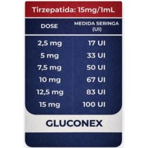 Gluconex Tirzepatida 15mg Solucao Injetavel (Importada) GLP2 Peptide Lasca