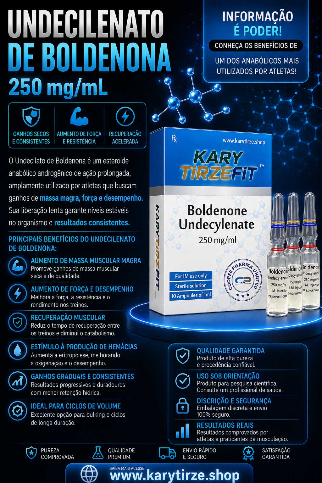 Undecilenato de Boldenona (Boldenone Undecylenate) 250mg  10 Vials Bolbolic Cooper