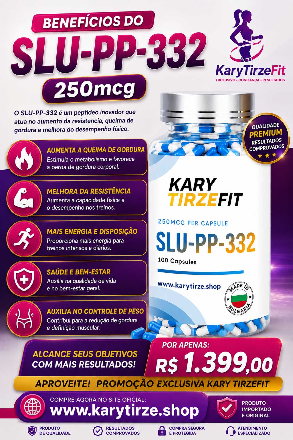 SLU-PP-332 Queima de Gordura e Emagrecimento 100 Caps 250mcg Crystal Peps