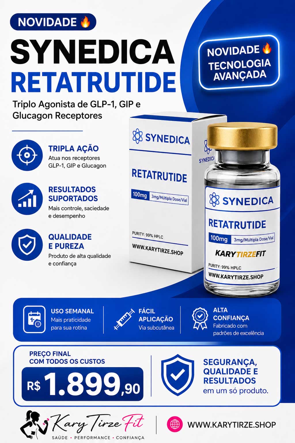 Retatrutide  Solucao Injetavel (Importada Retratutida) Synedica 100mg Vial