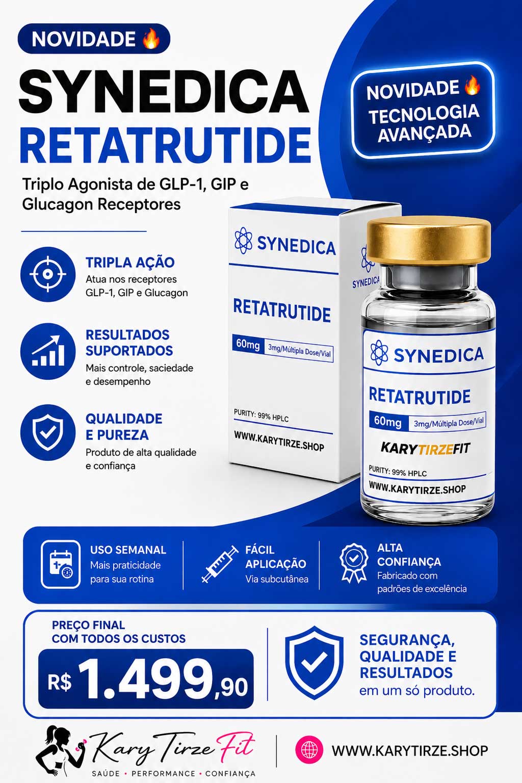 Retatrutide  Solucao Injetavel (Importada Retratutida) Synedica 60mg Vial