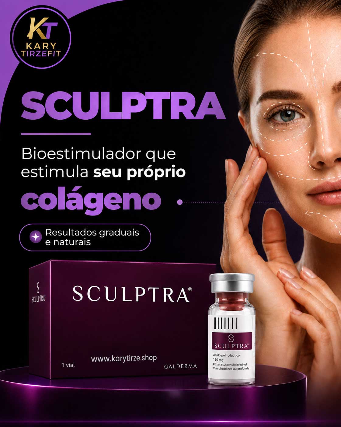 Bioestimulador de colageno injetavel Acido poli-L-láctico (PLLA) Galderma Sculptra 150mg – 02 Vial