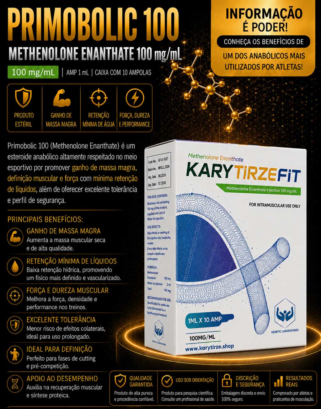 Enantato de Metenolona(Methenolone Enanthate Primobolic Primobolan) 100mg Vial 10ml Primogenic Geniqs