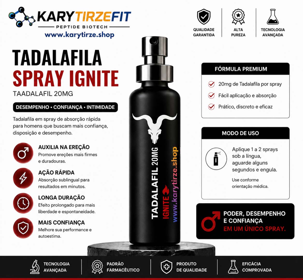 Tadalafila 20mg Oral em Spray  Libido e Testosterona Ignite