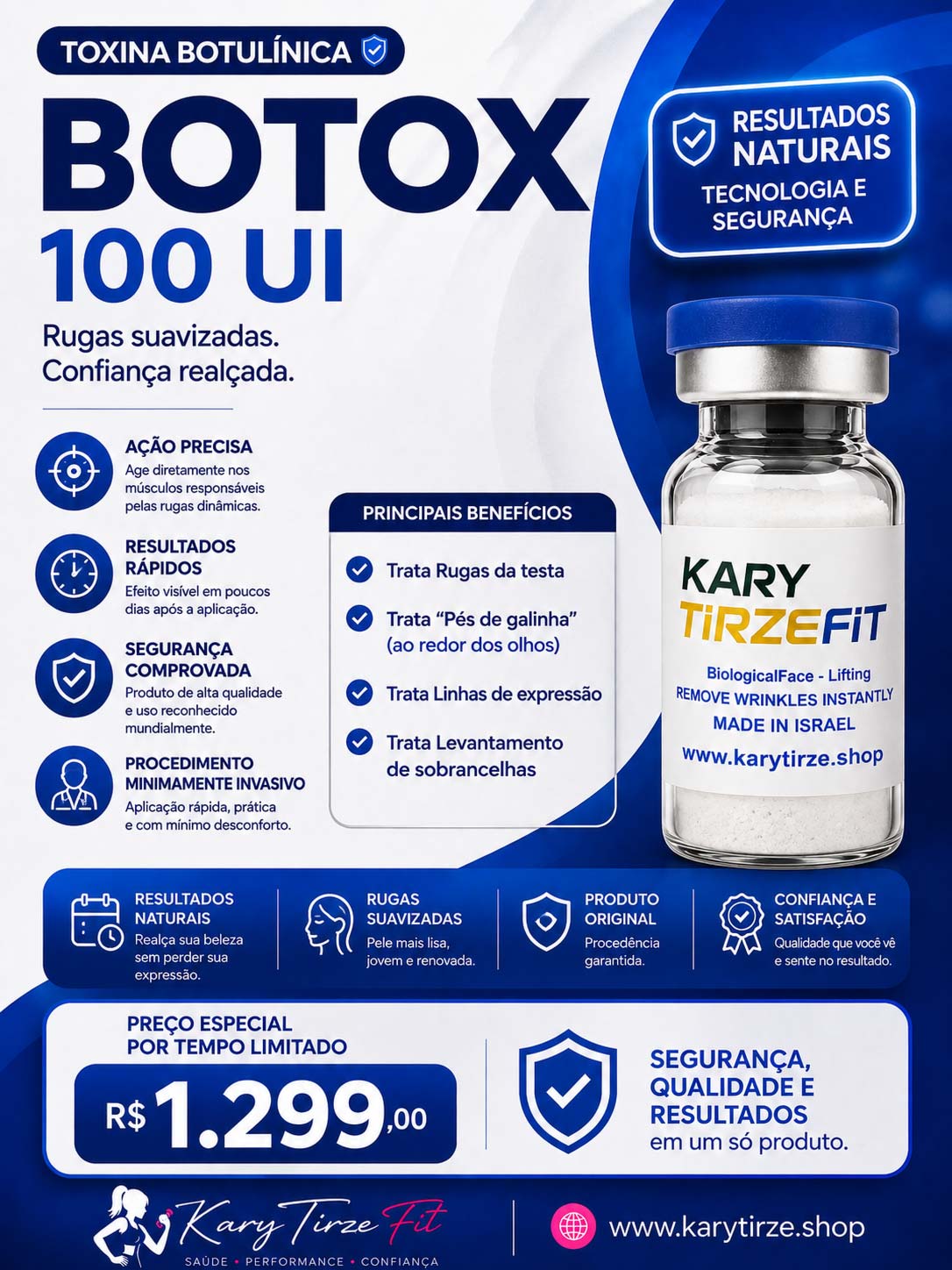 Toxina Botulinica (Botox) Liofilizada 100UI Importada Lifting Biotech