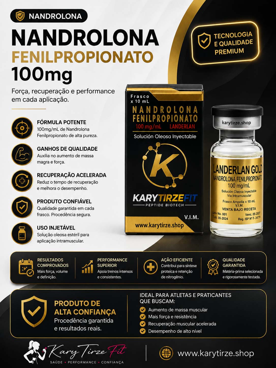 Fenilpropionato Nandrolona (NPP) 10ml Sintese Proteica e Nitrogenio Lander Gold 100mg Landerlan Landerfit