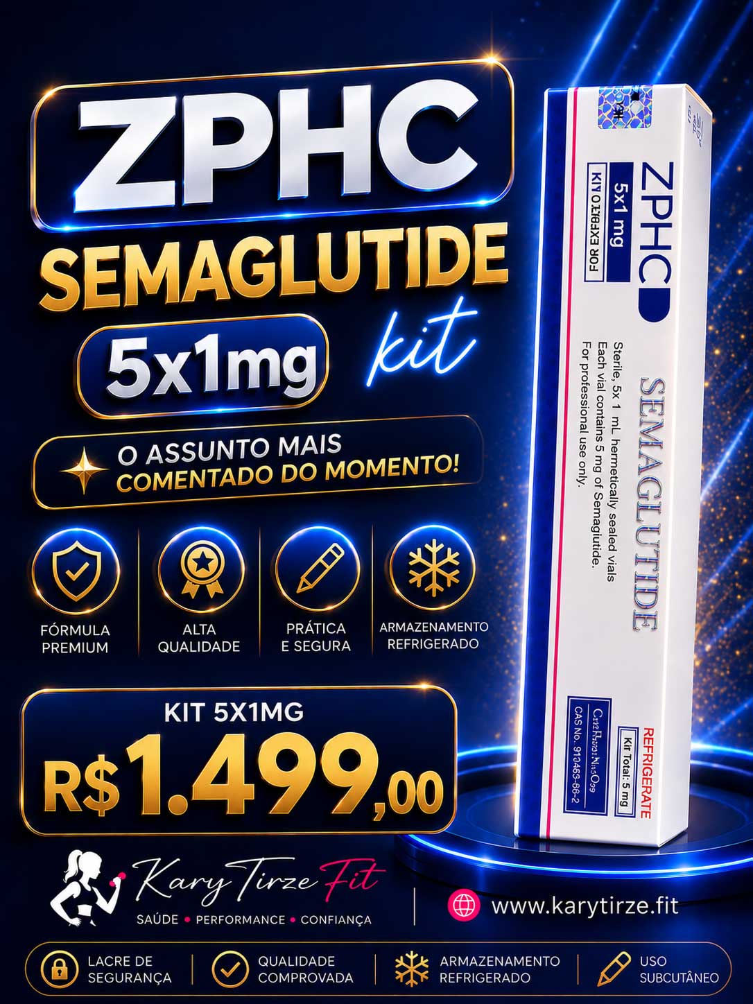 ZPHC Semaglutida GLP1 (Analogo Ozempic/Wegovy/Rybelsus) Emagrecimento 5 Vials