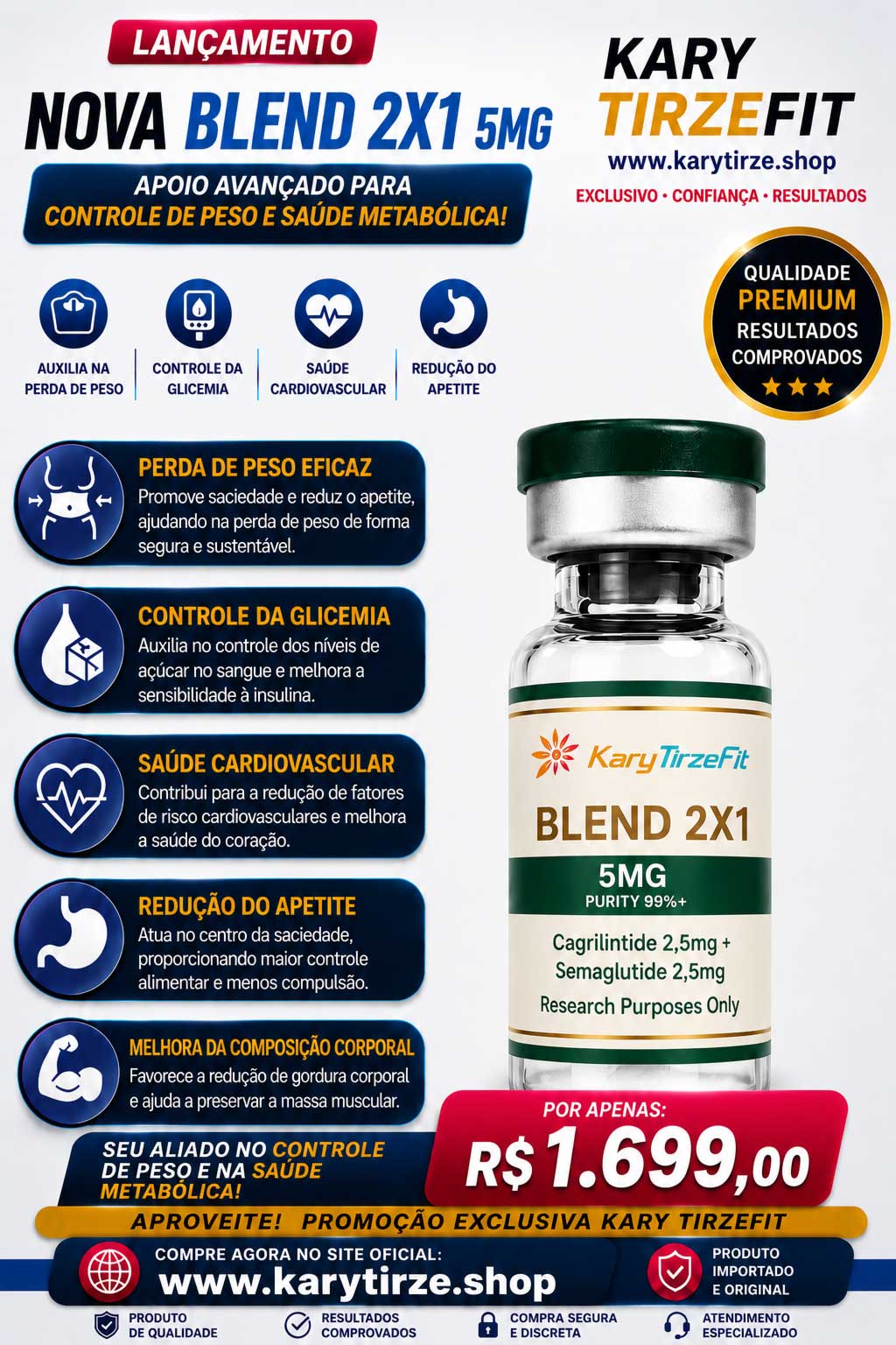 Cagrilintide Cagrisema + Semaglutide (Cagrilintida Amylin) Supressor de Apetite Emagrecimento ZPTR