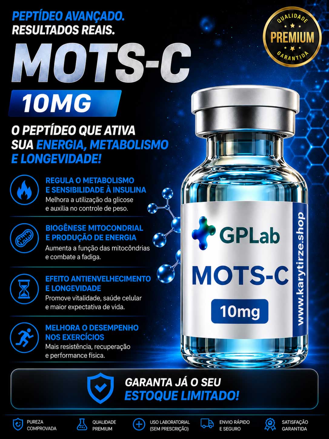 Peptideo MOTS-C Metabolismo e Energia 10MG Ampola MD GPLabs