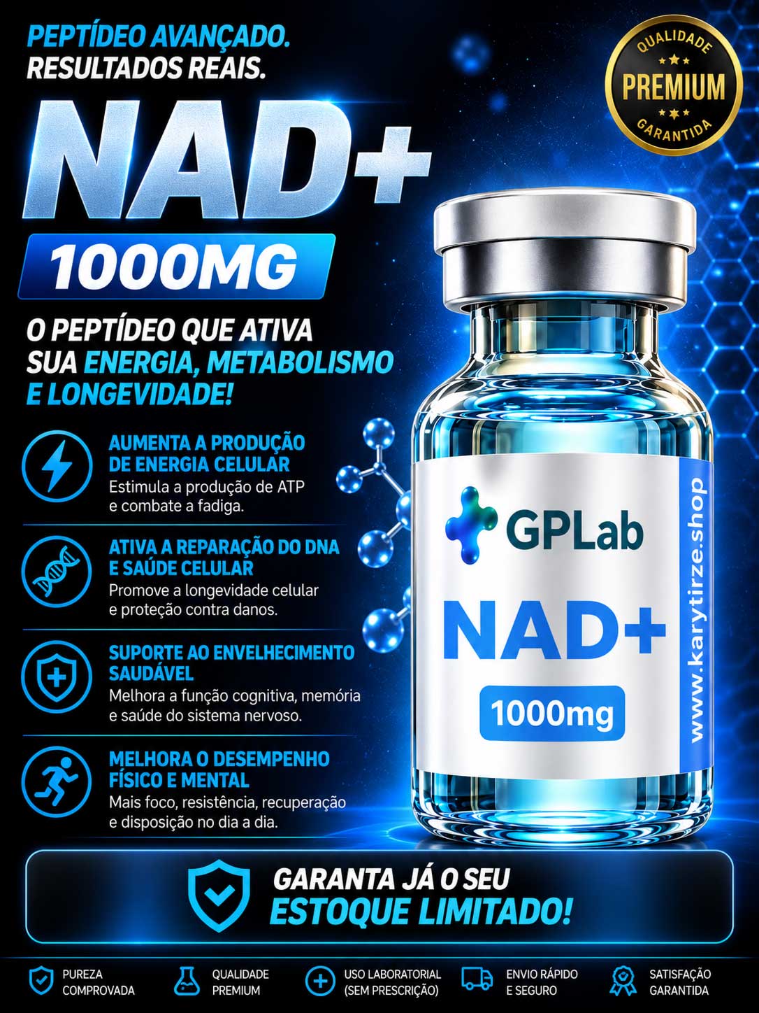 NAD+ 1000mg Solucao Injetavel (Importado) Energia e Metabolismo GPLabs