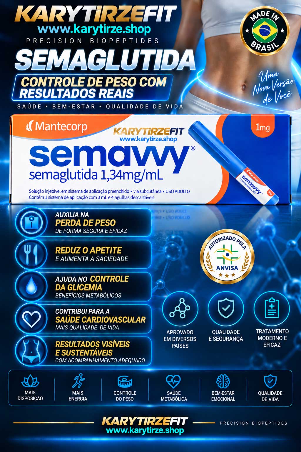 Semavy Semaglutida GLP1 (Semaglutide) Peptídeo para Emagrecimento Mantecorp