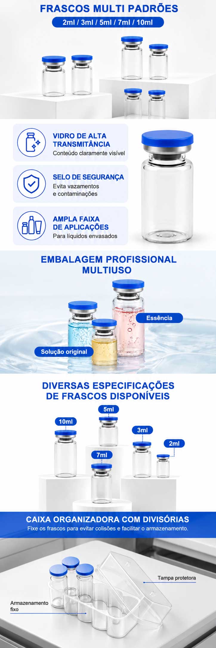 Frasco Cartucho Ampola Esteril para Farmacia e Peptideos Tipo Cassete