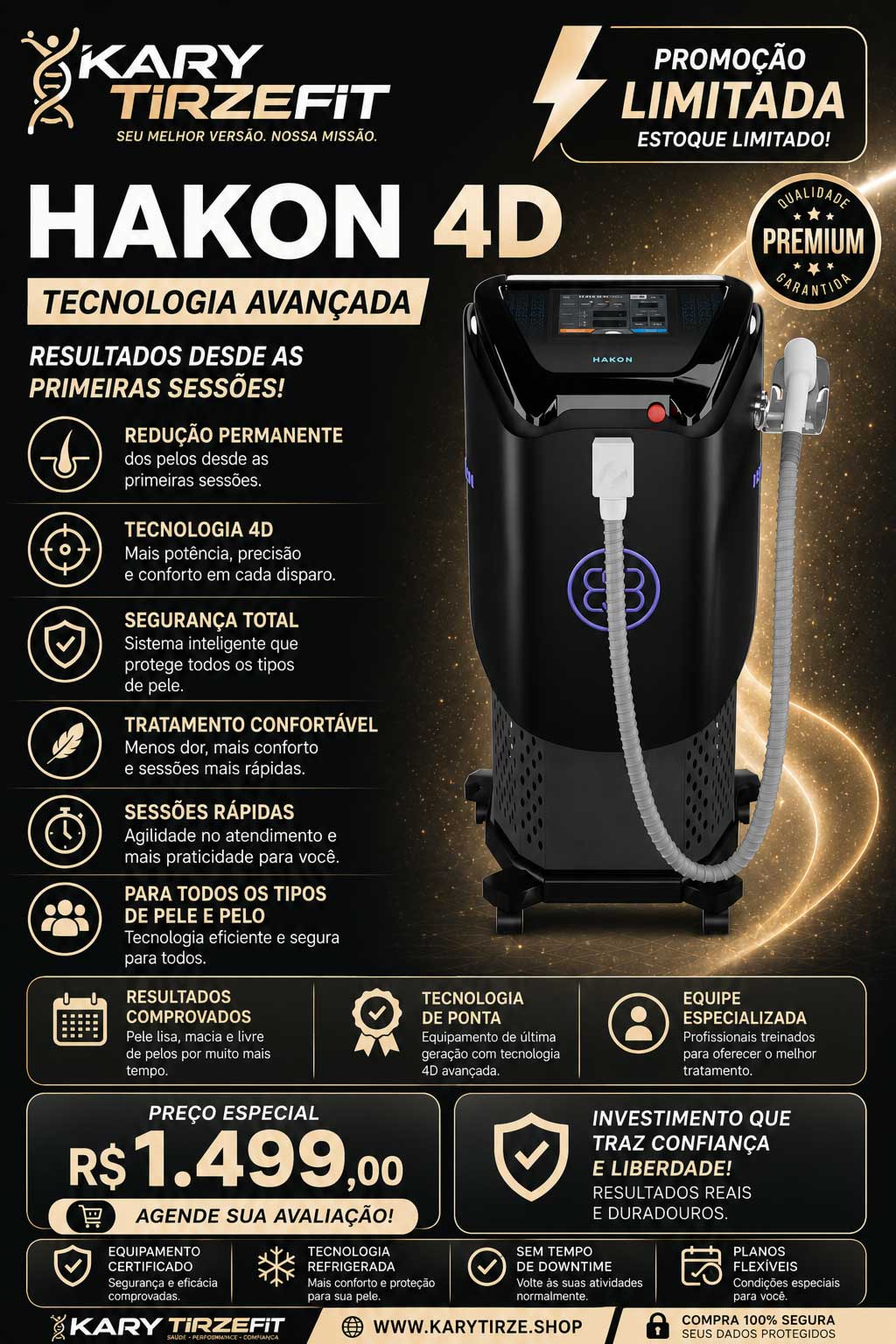 Pacote de Depilação a Laser Full Body Hakon Pele Lisa até 45 dias
