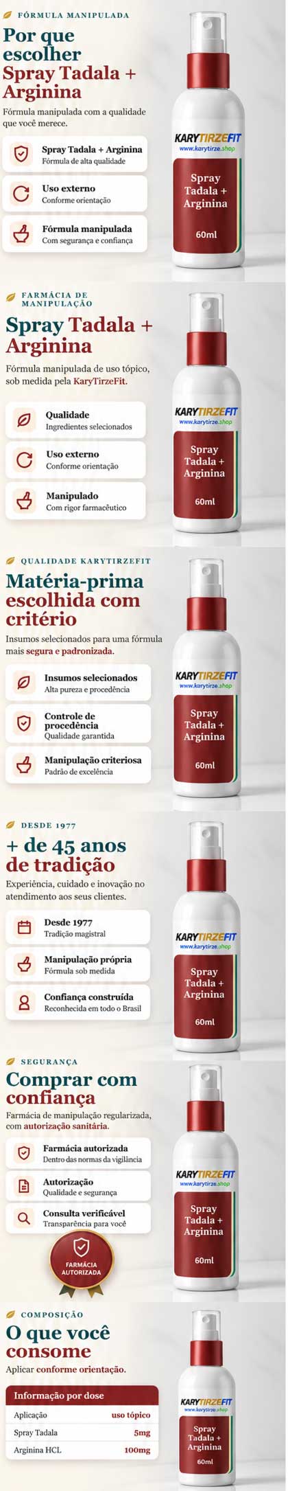Spray Tadalafila 20mg Oral Libido e Testosterona Tadala 5mg + Arginina HCL 100mg 60ml