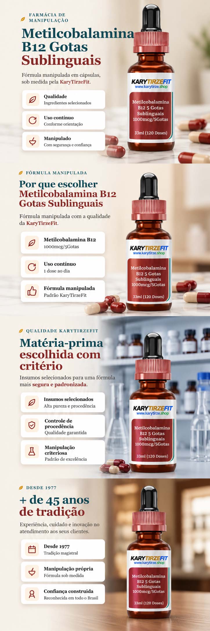 Vitamina B12 Metilcobalamina em Gotas Metabolismo e Homocisteina 1000mcg/5Gotas 33ml - 120 Doses