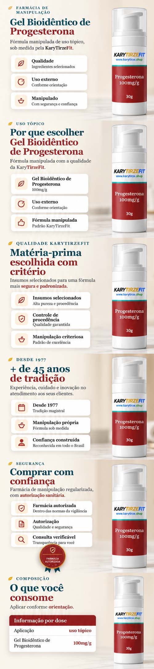Progesterona em Gel Transdermico Bioidentico 30g Reposição e Controle Hormonal Feminino