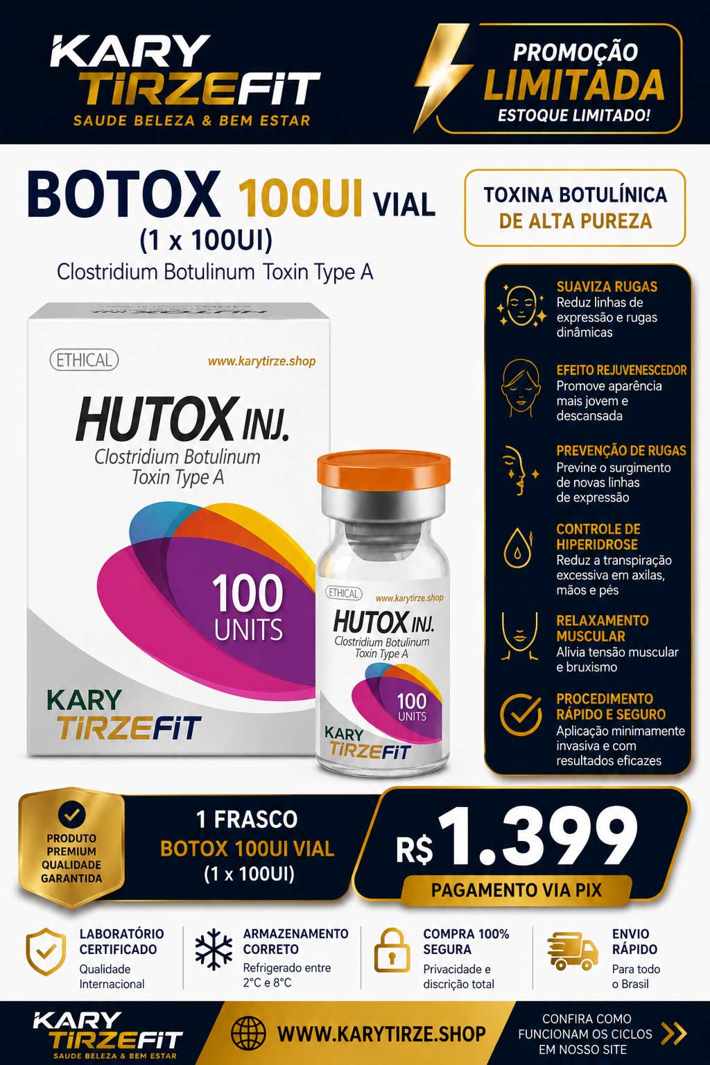 Toxina Botulinica (Botox) Liofilizada BioPharma Hutox