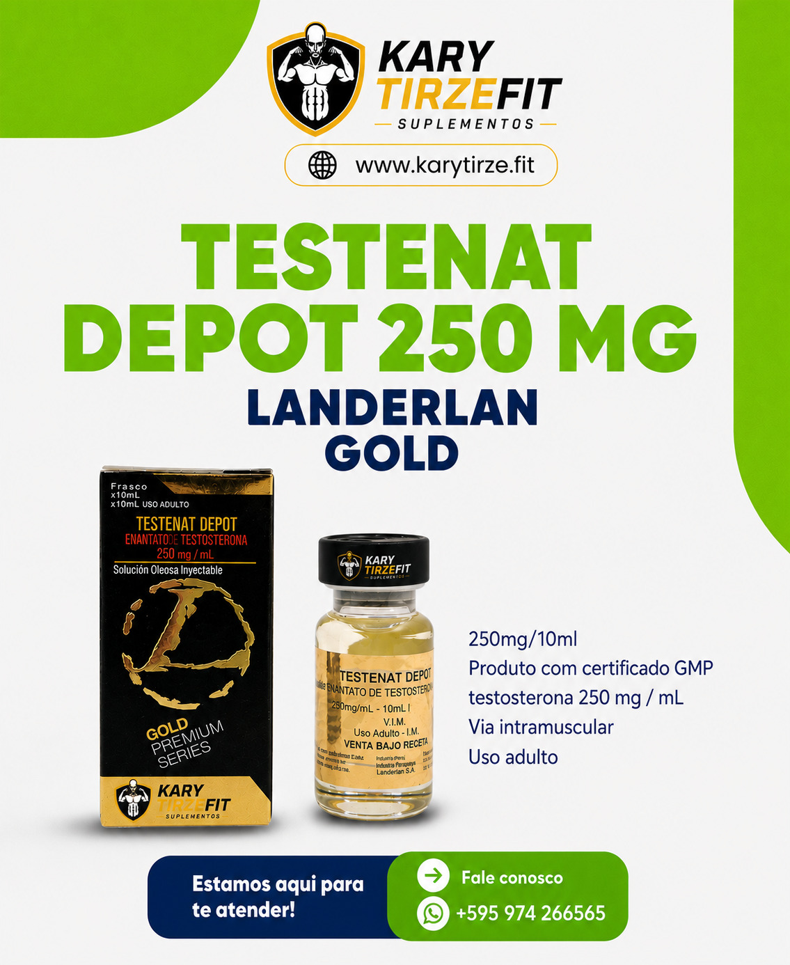 Enantato de Testosterona (Enanthate Testosterone)Depot 250mg LanderLan Gold 10ml