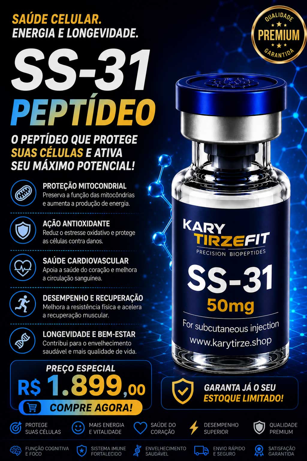 SS-31 Peptideo para Performance e Energia 50mg Ipeptide