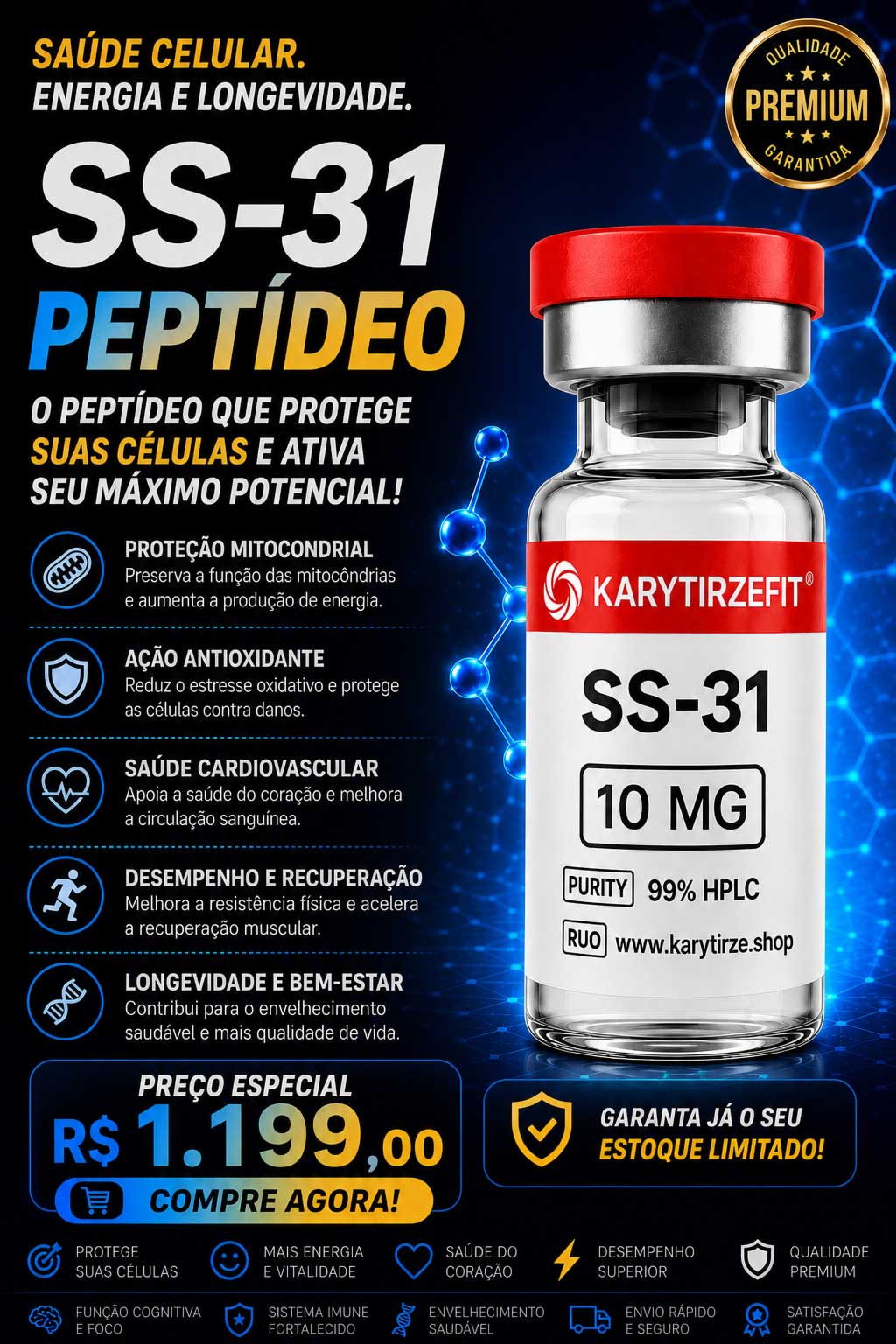 SS-31 Peptideo para Performance e Energia 10mg  SciencePep
