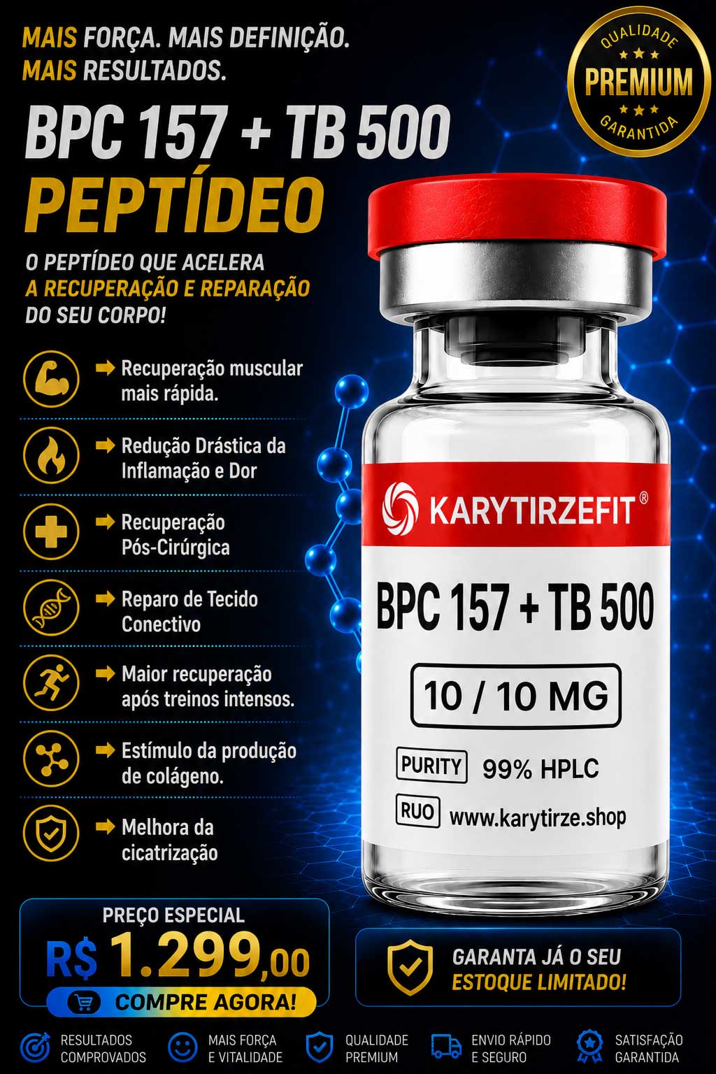 Blend 2X1 BPC-157+TB-500 Wolverine Recuperação Muscular e Cicatrização PepSciences 10mg