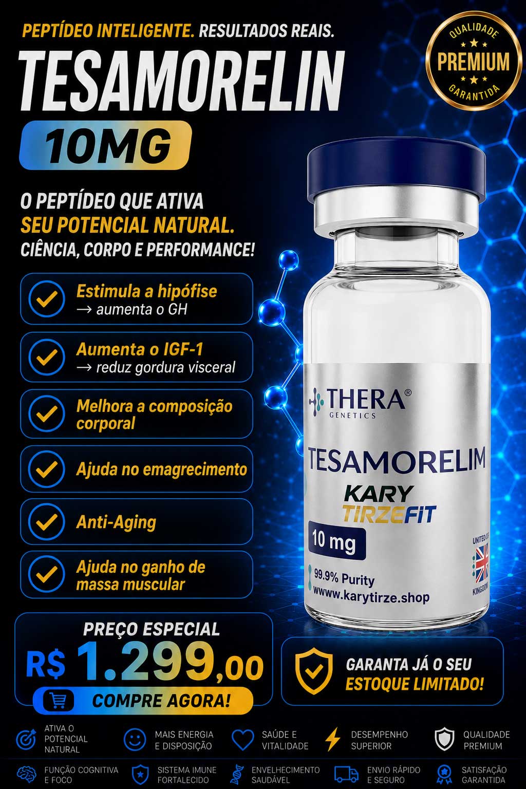 Tesamorelin Peptideo para Emagrecimento e Ganho de Massa GH Modulation Thera 10mg