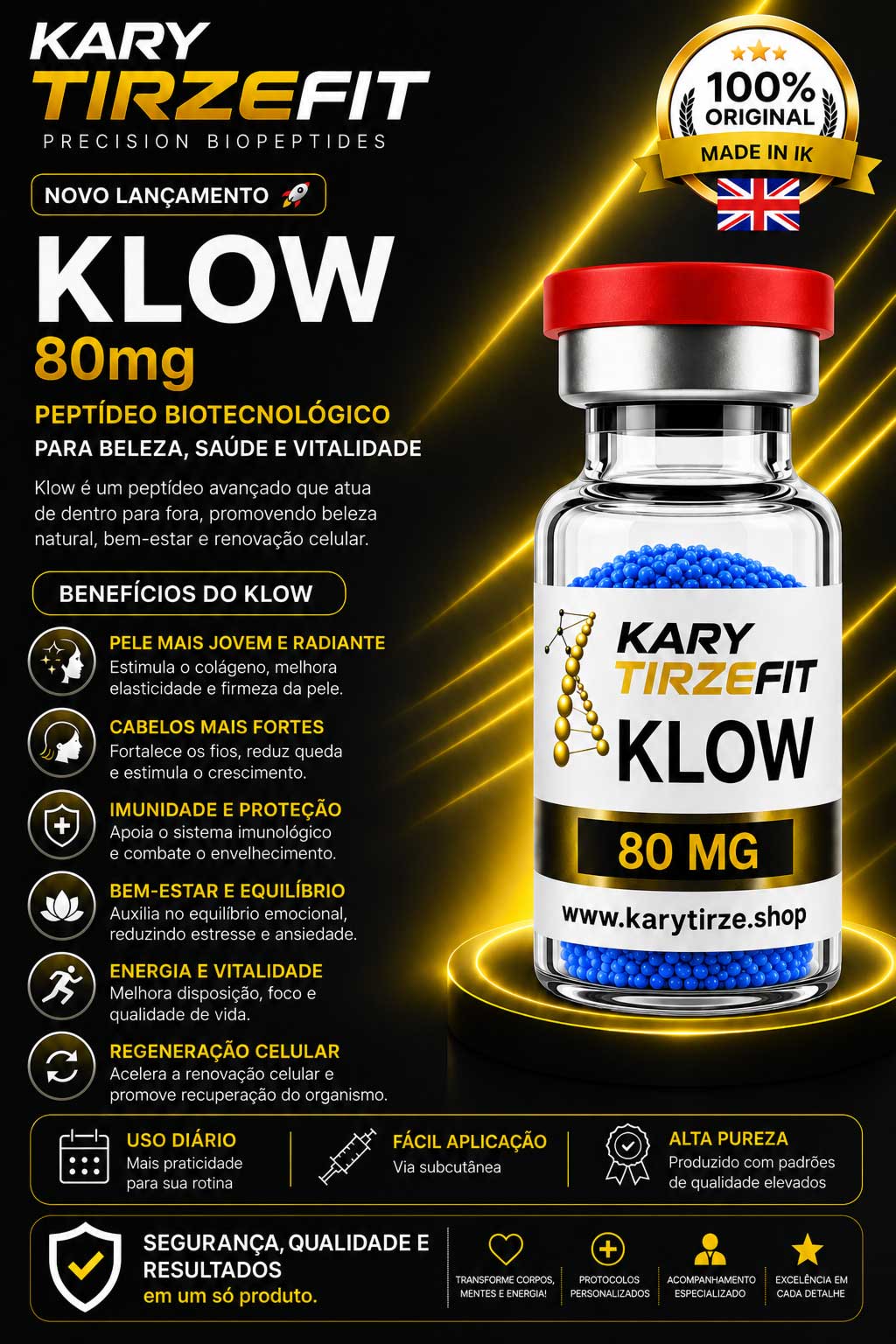 Peptideo KLOW Blend Metabolismo e Energia Rejuvenescimento e Reparação 80mg BioPep