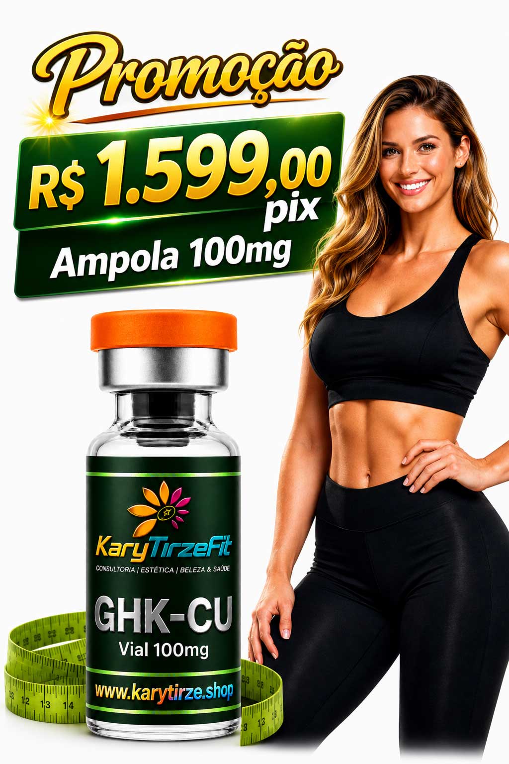 GHK-CU 100mg Peptídeo para Tratamento da Pele Elasticidade Colageno Rejuvenescimento ZPT